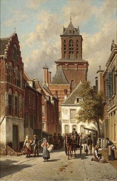 The Bird Market, Delft Oil Painting by Jacques Francois Carabain