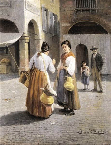 Laitieres Italiennes Oil Painting by Jacques Francois Carabain