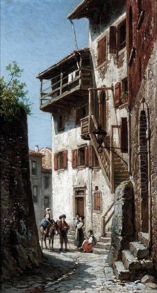 Via Marocconi Riva, Near Lake Desenzano, Austria Oil Painting by Jacques Francois Carabain