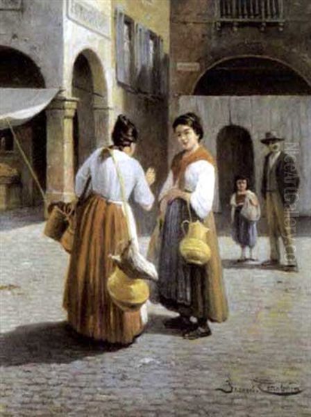 Laitieres Italiennes Oil Painting by Jacques Francois Carabain