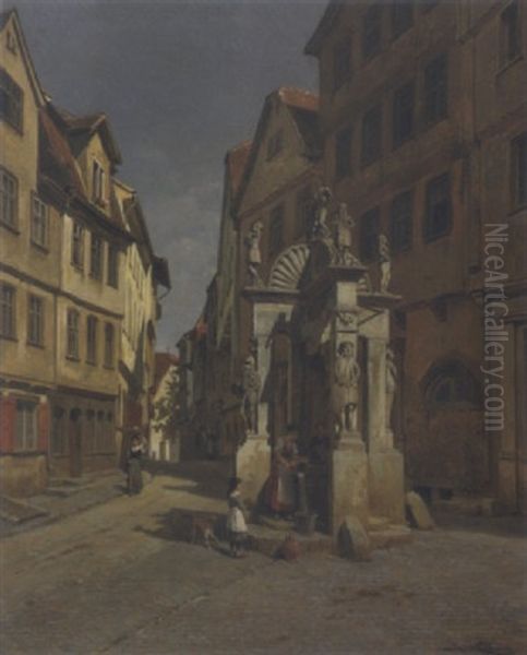 Vieux Puits A Westhuis Oil Painting by Jacques Francois Carabain