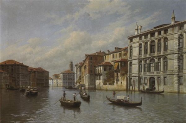 Grand Canal A Venise Oil Painting by Jacques Francois Carabain