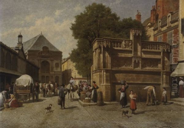 Marche A Blois Oil Painting by Jacques Francois Carabain