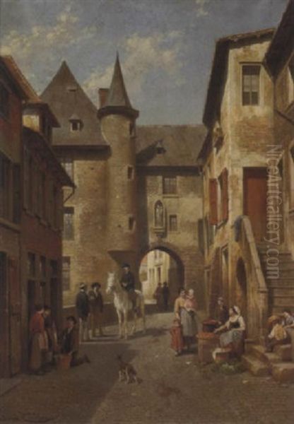 Une Vieille Porte A Uzerche Oil Painting by Jacques Francois Carabain