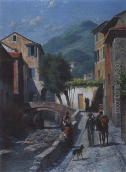 Vue A Monte Corso Oil Painting by Jacques Francois Carabain