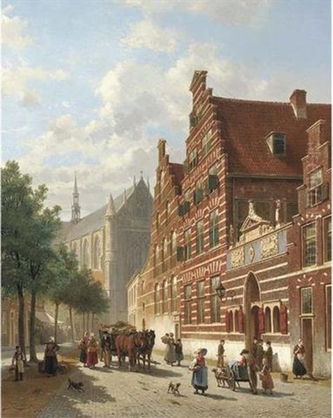 La Maison Des Orphelins, Leiden Oil Painting by Jacques Francois Carabain