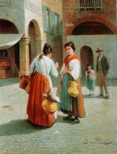 Les Laitieres Italiens Oil Painting by Jacques Francois Carabain