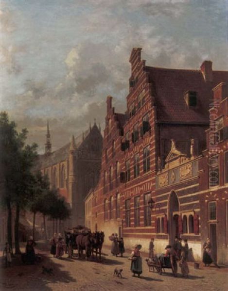 Stadtgezicht Op Leiden Oil Painting by Jacques Francois Carabain