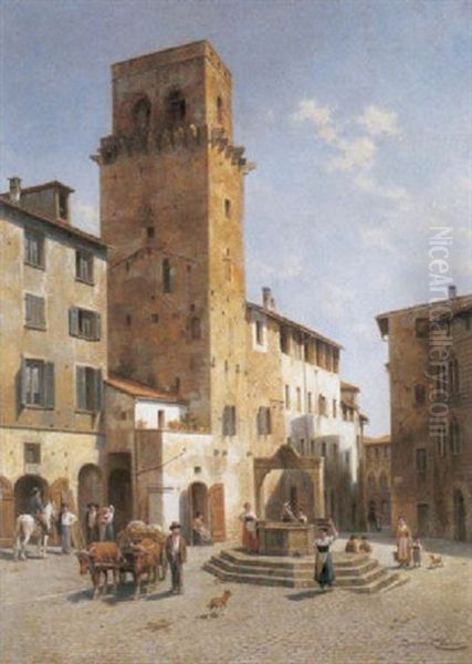 San Giminano Oil Painting by Jacques Francois Carabain