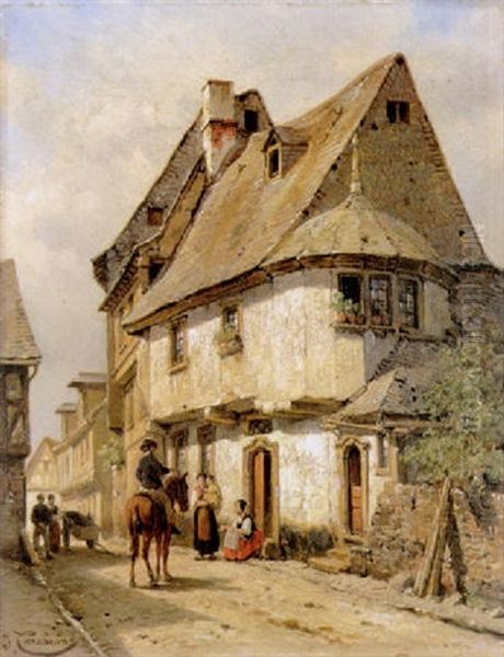 Une Vue A Enkirch, Moselle by Jacques Francois Carabain