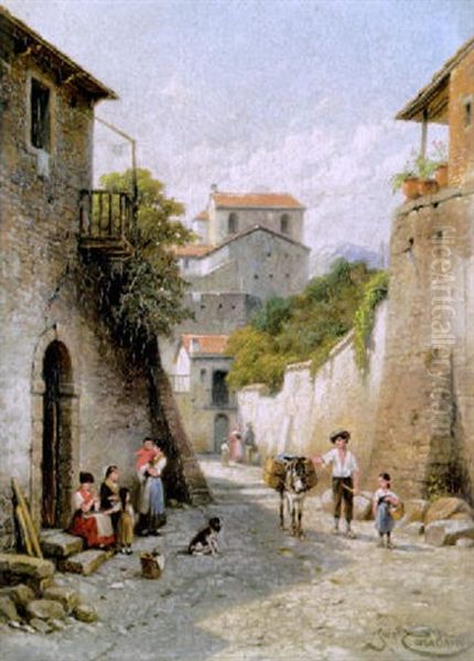 Une Petite Rue A Abessinen (italia) Oil Painting by Jacques Francois Carabain