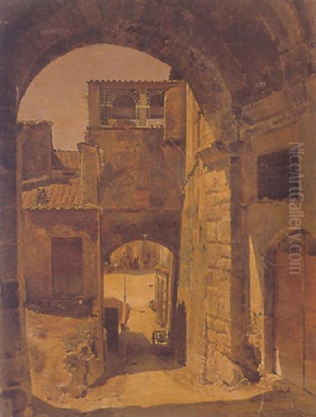 A Street In Narni, Italy Oil Painting by Jacques Francois Carabain