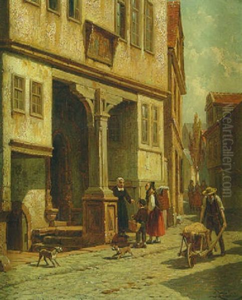 The Entrance To The Jacobs Hospital At Malburg (?) Oil Painting by Jacques Francois Carabain