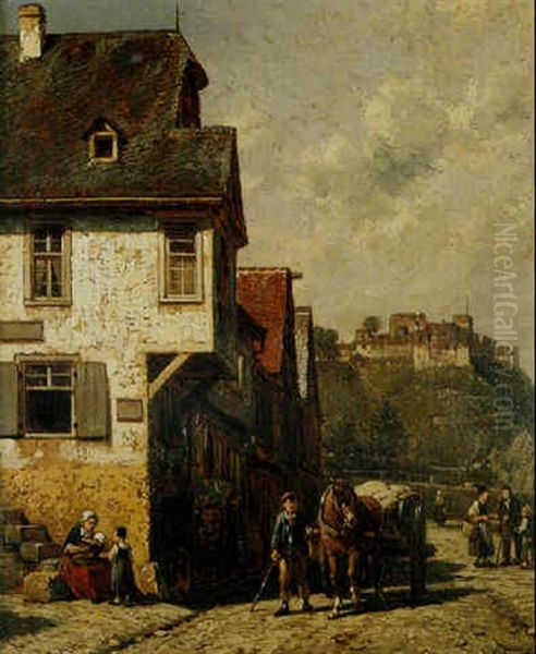 Vue Animee De Saint Goar Oil Painting by Jacques Francois Carabain