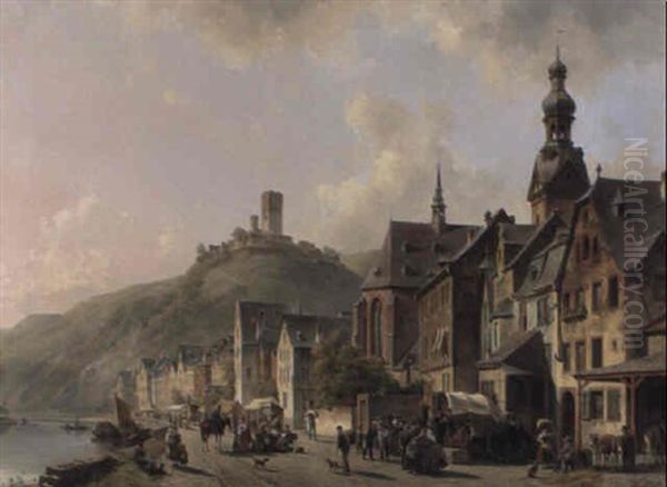 Cocherm On The Moselle Oil Painting by Jacques Francois Carabain