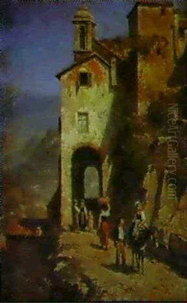 A View Of Coriano, Italy Oil Painting by Jacques Francois Carabain