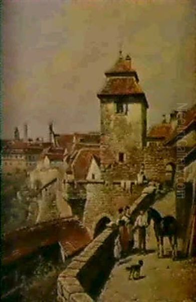 Rothenburg Oil Painting by Jacques Francois Carabain