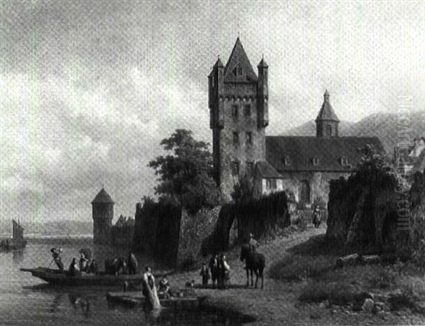 Vue De Eldfeld Au Bord Du Rhin Oil Painting by Jacques Francois Carabain