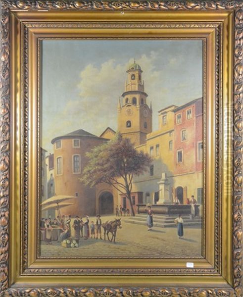 Place De San Remo Oil Painting by Victor Carabain