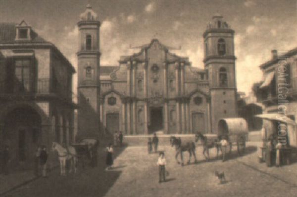 La Cathedrale De La Havane, Cuba Oil Painting by Victor Carabain