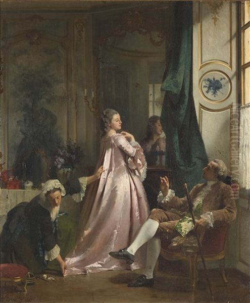 The Suitor's Approval Oil Painting by Joseph Caraud