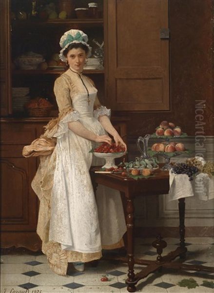 Das Kirschenmadchen Oil Painting by Joseph Caraud