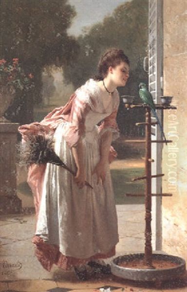 Feathered Friends Oil Painting by Joseph Caraud