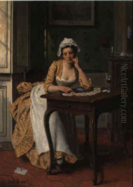 Le Jeu De Cartes Oil Painting by Joseph Caraud