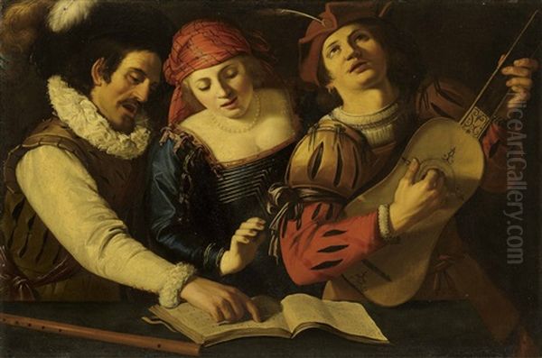 A Concert Oil Painting by  Caravaggio