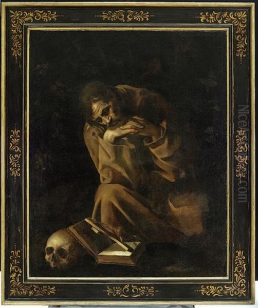 Saint Francis In Contemplation Oil Painting by  Caravaggio