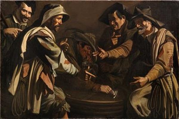 Game Of Morra Oil Painting by  Caravaggio