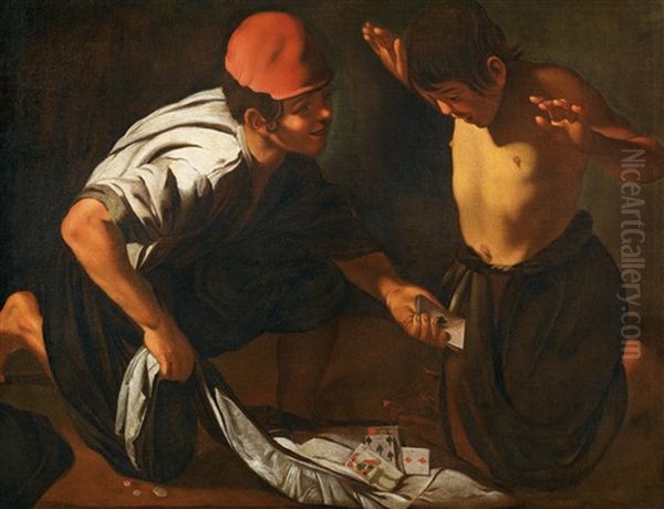 The Cardsharps Oil Painting by  Caravaggio