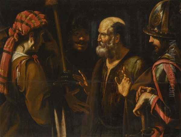 The Denial Of Saint Peter Oil Painting by  Caravaggio