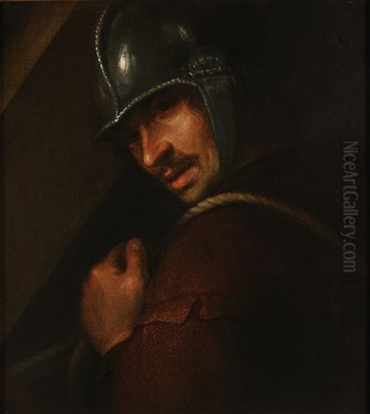 A Half-portrait Of A Soldier Oil Painting by  Caravaggio