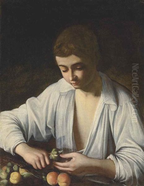 A Boy Peeling Fruit Oil Painting by  Caravaggio