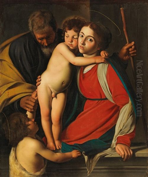 The Holy Family With The Infant Saint John The Baptist Oil Painting by  Caravaggio