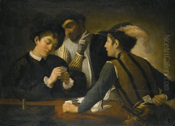 The Cardsharps Oil Painting by  Caravaggio