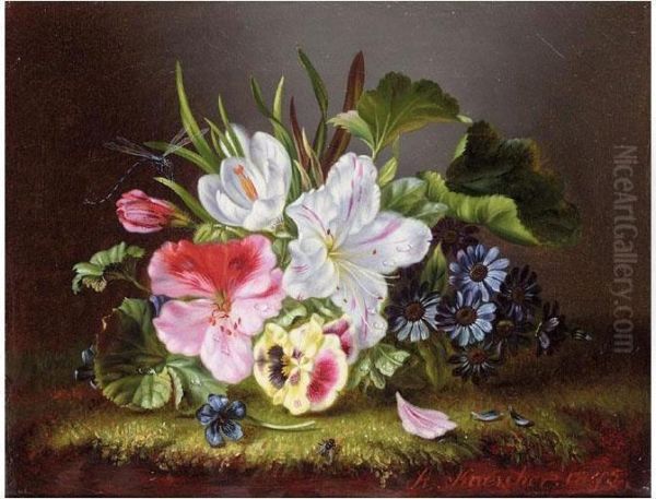 Still Life Of Flowers Oil Painting by Kaercher Amalie