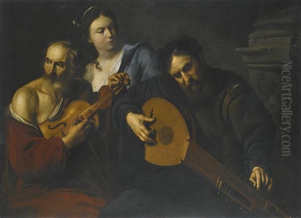 A Concert Oil Painting by  Caravaggio