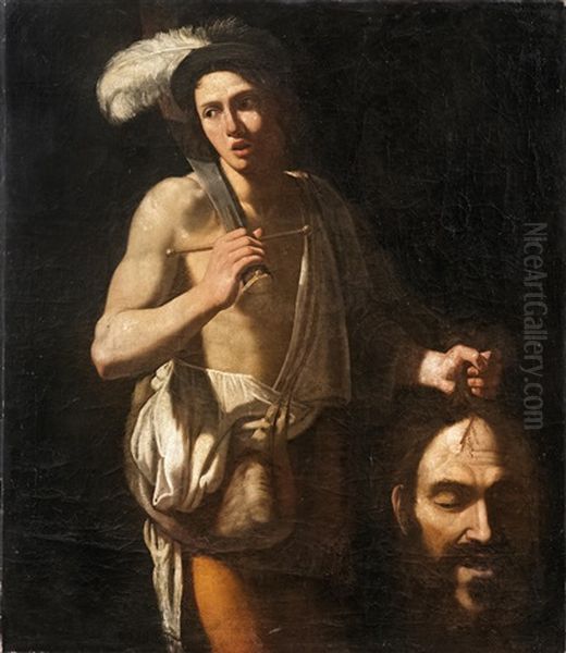 David Mit Dem Haupt Goliaths Oil Painting by  Caravaggio