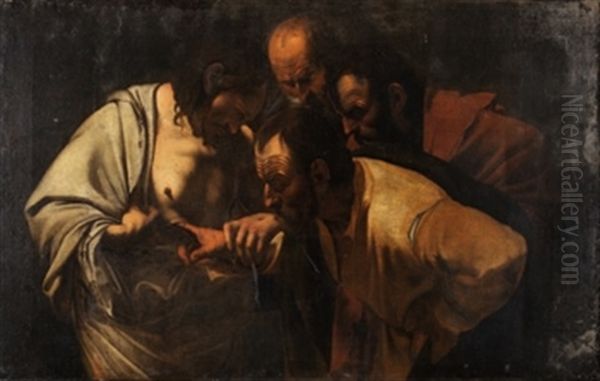 La Incredulidad De Santo Tomas Oil Painting by  Caravaggio