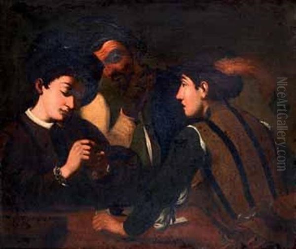 Les Joueurs De Cartes Oil Painting by  Caravaggio