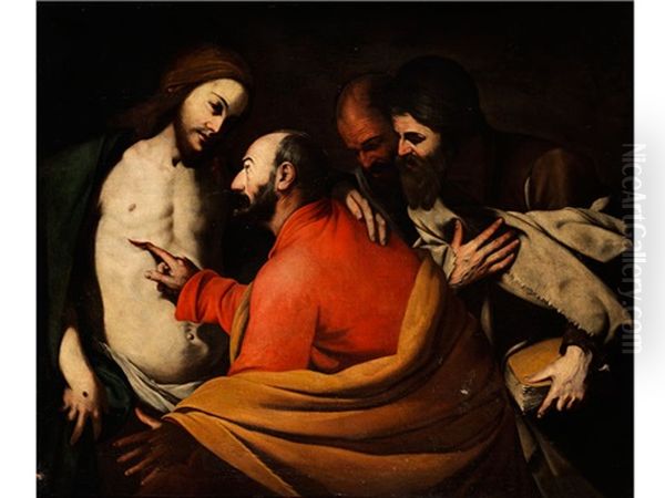 Der Unglaubige Thomas Vor Jesus Oil Painting by  Caravaggio