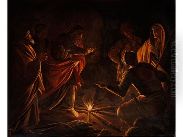 Paulus Wirft Nach Seinem Schiffbruch Die Schlange Ins Feuer Oil Painting by  Caravaggio