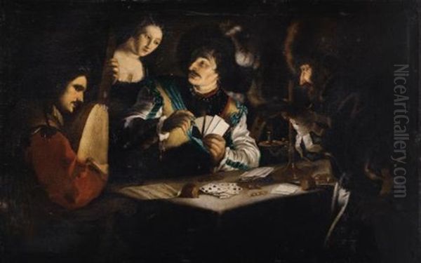 La Partie De Carte Oil Painting by  Caravaggio