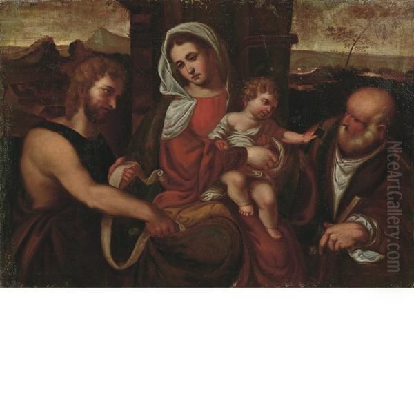 Madonna Col Bambino Fra I Santi Pietro E Giovanni Battista Oil Painting by Pomponio Amalteo