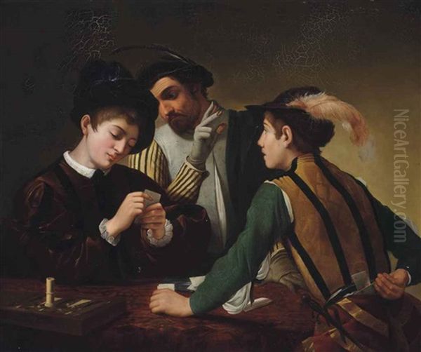 The Cardsharps Oil Painting by  Caravaggio