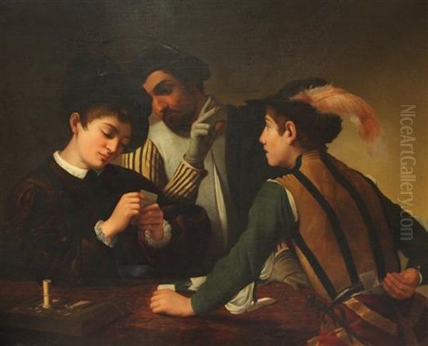 The Card Sharps Oil Painting by  Caravaggio