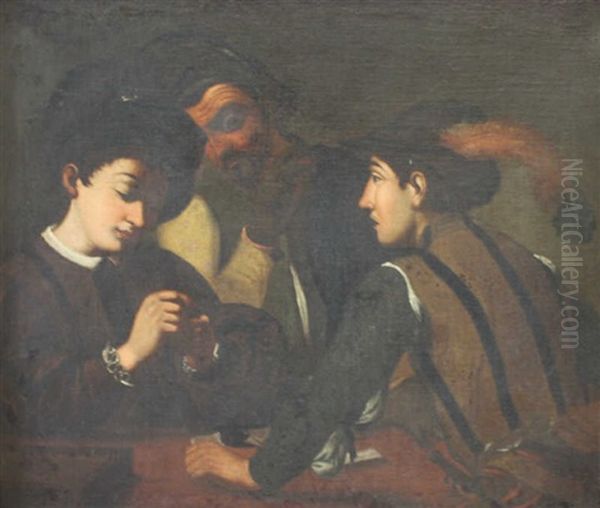 Les Joueurs De Cartes Oil Painting by  Caravaggio