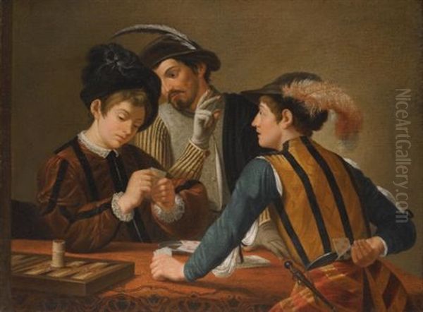 The Cardsharps Oil Painting by  Caravaggio